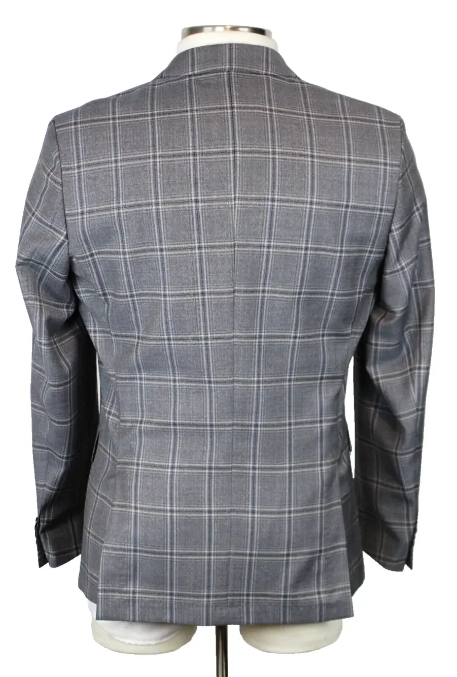 Hugo Boss Hutson Sport Coat 38 R Mens Slim Fit Grey Blue Plaid Tesse Wool Blazer